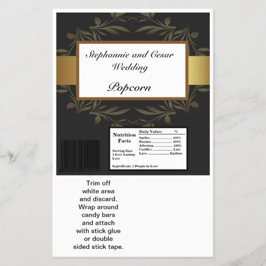 ハーシーの大きなバーラッパー金ゴールドとブラックダマスク チラシ (正面)