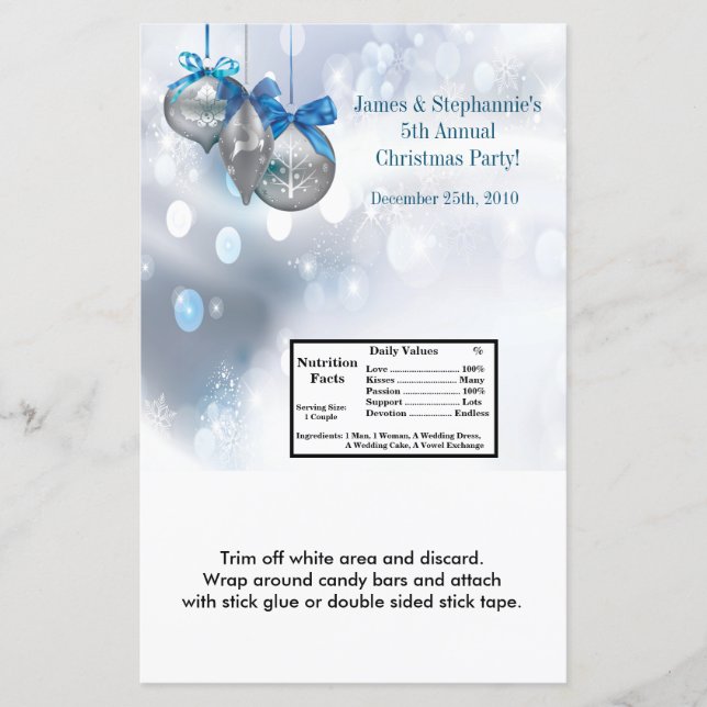 ハーシーの大きなバーラッパ冬のスノーフレークオーナム (正面)