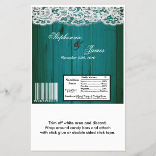 ハーシーの大きなバーラッパ散らばったティール(緑がかった色)木材 チラシ