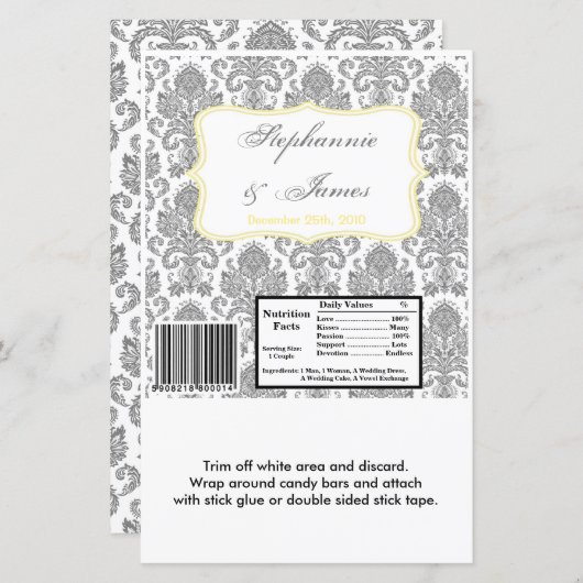 ハーシーの大きなバーラッパ灰色のイエロダマスクレース (正面/裏面)