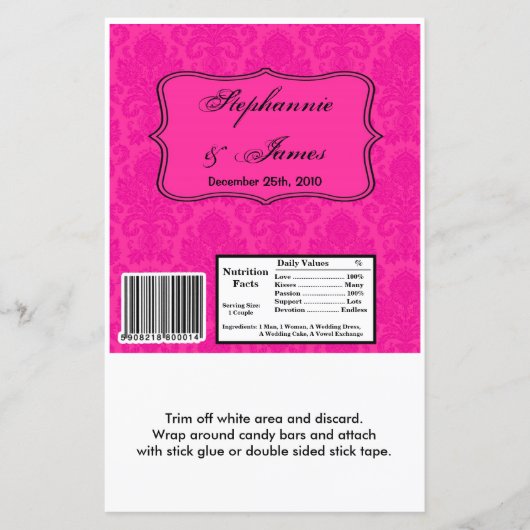 ハーシーの大きなバーラッパ熱ピンクダマスクレース (正面)