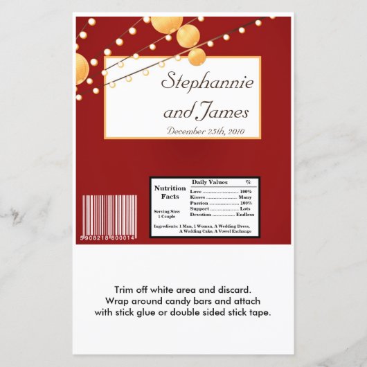 ハーシーの大きなバーラッパ紙ランタン赤 (正面)