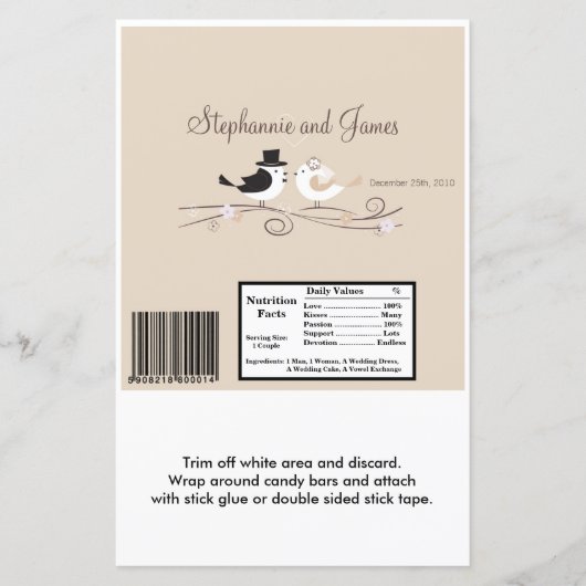 ハーシーの大きなバーラッパ結婚の鳥の花嫁 (正面)