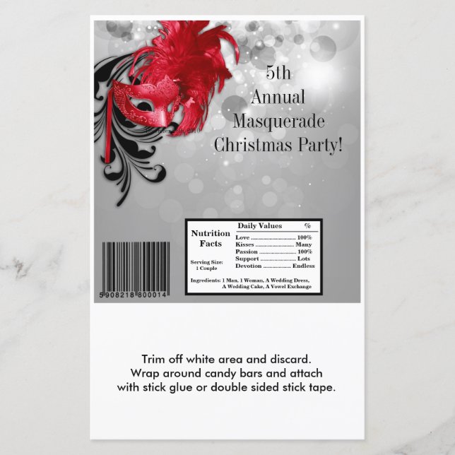 ハーシーの大きなバーラッパ赤い仮装マスク (正面)