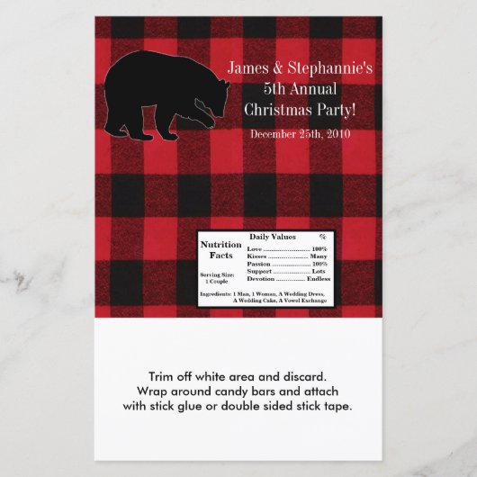 ハーシーの大きなバーラッパ赤い格子縞ブラックベア (正面)