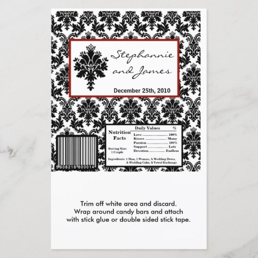 ハーシーの大きなバーラッパ黒レッドダマスク (正面)