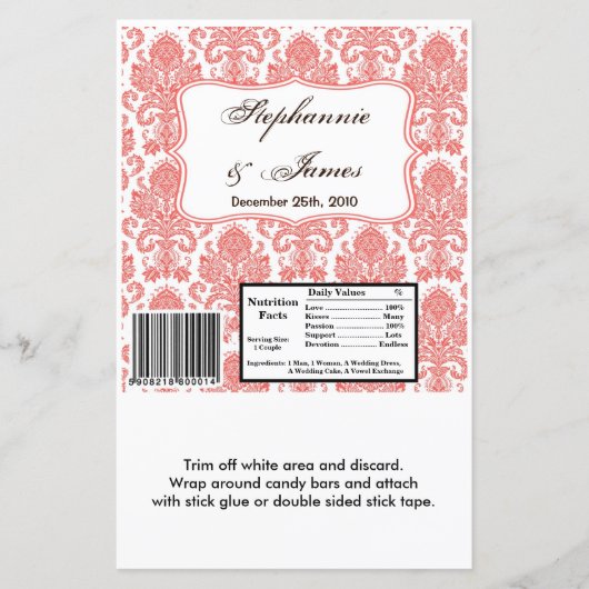 ハーシーの大きなバーラッパCoraホワイトダマスクレース (正面)