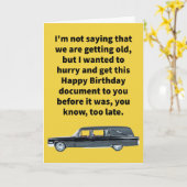 ハースおもしろいハッピーバースデー前にカードを押す カード (黄色い花)