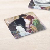 ハースカバ国際的ー、アルフォンスミュシャ スクエアペーパーコースター (アングル)