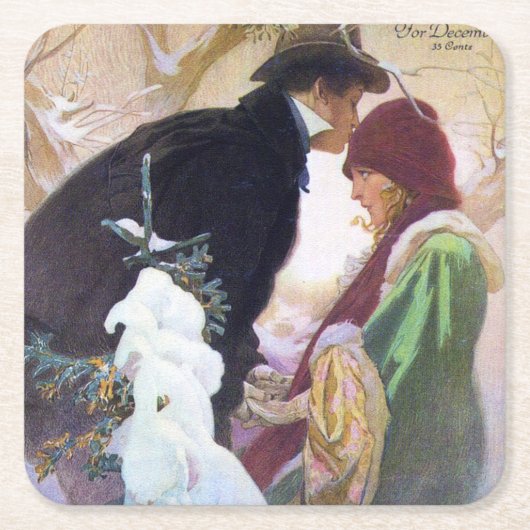 ハースカバ国際的ー、アルフォンスミュシャ スクエアペーパーコースター (正面)