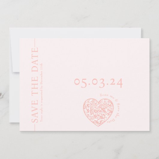 ハース形状のQRコードで日付カードを保存する 招待状 (正面)