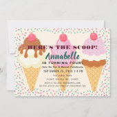 ハース・ザ・スクープ アイスクリーム キッズ バースデー パーティー ご招待状 招待状 (正面)