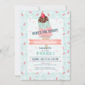 ハース・ザ・スクープ ミントグリーン アイスクリーム バースデー 招待状 (正面)