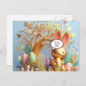 ハーズで満ちたイースターバ鮮やかニー シーズンポストカード (正面/裏面)