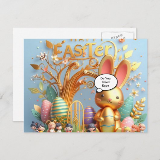 ハーズで満ちたイースターバ鮮やかニー シーズンポストカード (正面/裏面)