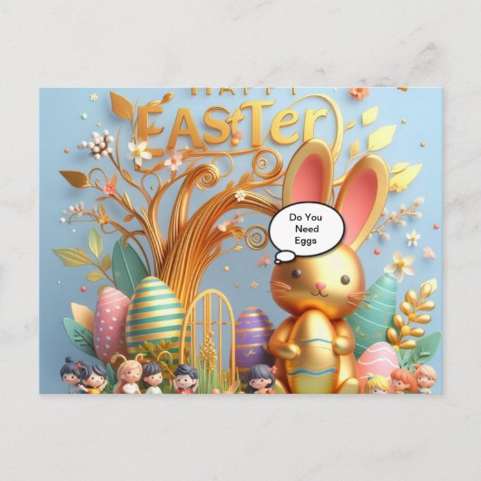 ハーズで満ちたイースターバ鮮やかニー シーズンポストカード (正面)