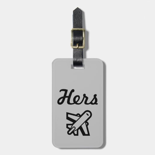 ハーズグレー/ブラックラゲージタグ ラゲッジタグ (正面縦)