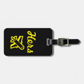 ハーズブラックとイエローの荷物タグ ラゲッジタグ (正面横)