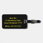 ハーズブラックとイエローの荷物タグ ラゲッジタグ (裏面横)