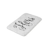 ハーズブラックモダン文字&ホワイトダマスク バスマット (アングル)