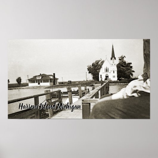 ハーセンアイランドミシガンセントマークス教会1925ビュー ポスター (正面)