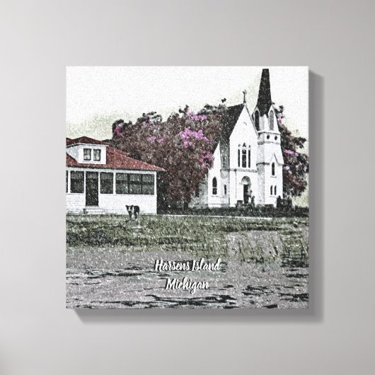 ハーセンアイランドミシガンセントマークス教会1925 キャンバスプリント (正面)