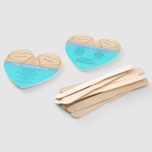 ハーツビーチウェディングセレモニープログラム ティールブルー H ハンドファン (組立なし)