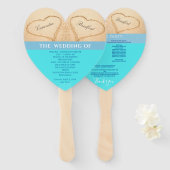 ハーツビーチウェディング 式次第 ティールブルーH ハンドファン (正面&裏面)