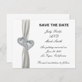 ハーツ ホワイト ウェディング セーブ・ザ・デート カード (正面/裏面)