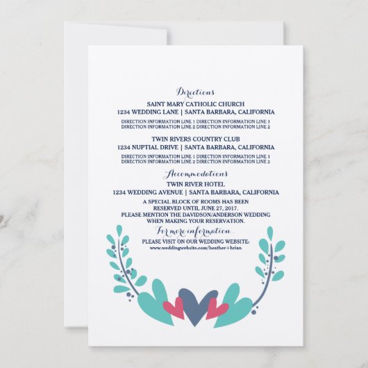 ハーツ＆ヴァインズ ウェディングインフォメーションカード 招待状 (正面)