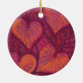 ハーティフラワー、フローラハート、ピンク、赤、オレンジ セラミックオーナメント (裏面)