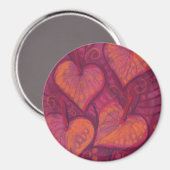 ハーティフラワー、フローラハート、ピンク、赤、オレンジ マグネット (正面/裏面)