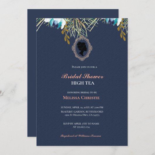 ハーティーガーデンパーティー,美しいソフトパステルカラー 招待状 (正面/裏面)