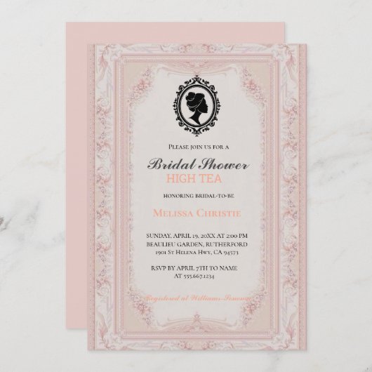 ハーティーガーデンパーティー,美しいソフトパステルカラー 招待状 (正面/裏面)