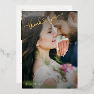 ハートありがとう金ゴールド書道2写真 箔シーズンカード