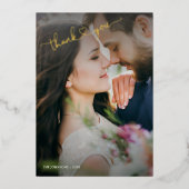 ハートありがとう金ゴールド書道2写真 箔シーズンカード (正面)