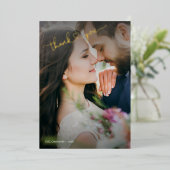 ハートありがとう金ゴールド書道2写真 箔シーズンカード (立ち正面)