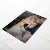 ハートありがとう金ゴールド書道2写真 箔シーズンカード (回転した状態)