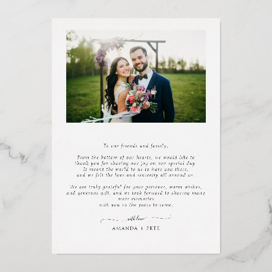 ハートありがとう金ゴールド書道2写真 箔シーズンカード (裏面)