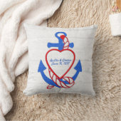 ハートいかりオンホワイトウォッシュウッド装飾用クッション クッション (ブランケット)