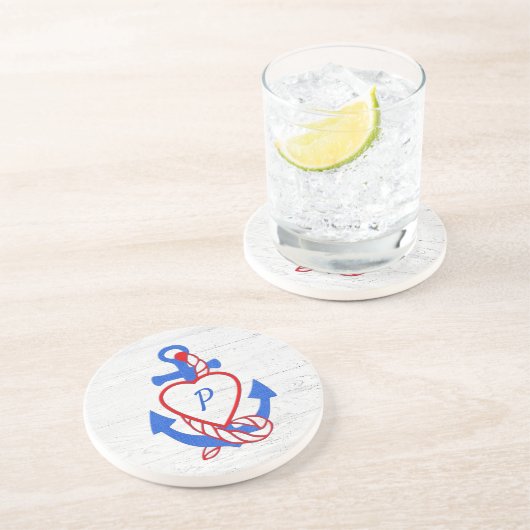 ハートいかりオンホワイトウォッシュウッド コースター (側面)