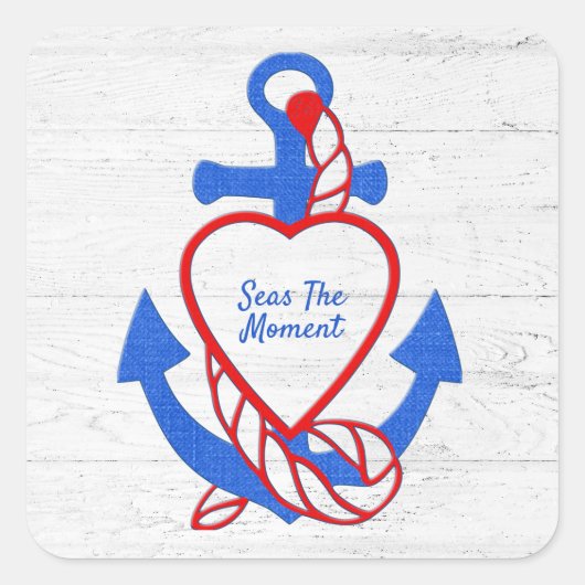 ハートいかりオンホワイトウォッシュウッド スクエアシール (正面)