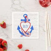 ハートいかりオンホワイトウォッシュウッド スタンダードカクテルナプキン (インサイチュ)