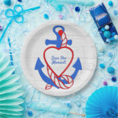 ハートいかりオンホワイトウォッシュウッド ペーパープレート (パーティー)