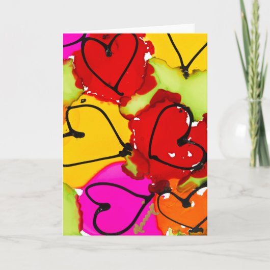 ハートいたるところで愛ありがとうご注意カード サンキューカード (正面)