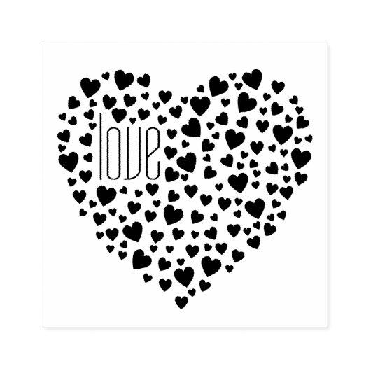 ハートいっぱいのハートラブブラック ラバースタンプ (インプリント)