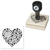 ハートいっぱいのハートラブブラック ラバースタンプ (押印)