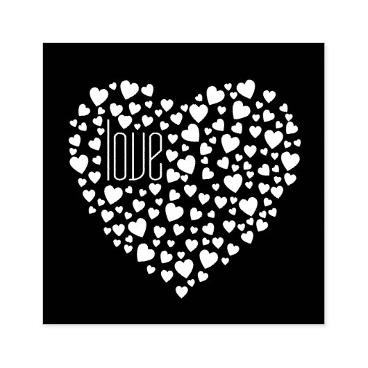 ハートいっぱいのハートラブホワイト ラバースタンプ (インプリント)