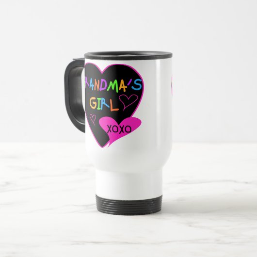 ハートおばあちゃんのTシャツとギフト トラベルマグ (正面左)