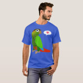 ハートおもしろいシャツのオウム付き緑の頬のコンキュア Tシャツ (正面フル)